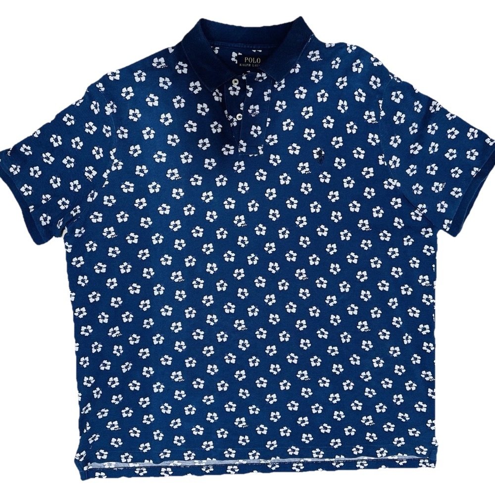 Polo RL Classic Fit Floral XL Blue White Collared Polo Old Money Timeless